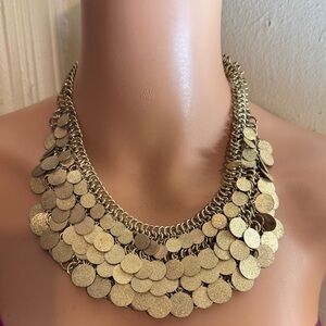 Y2K Vintage anthropologie necklace Gold Disc Statement Necklace